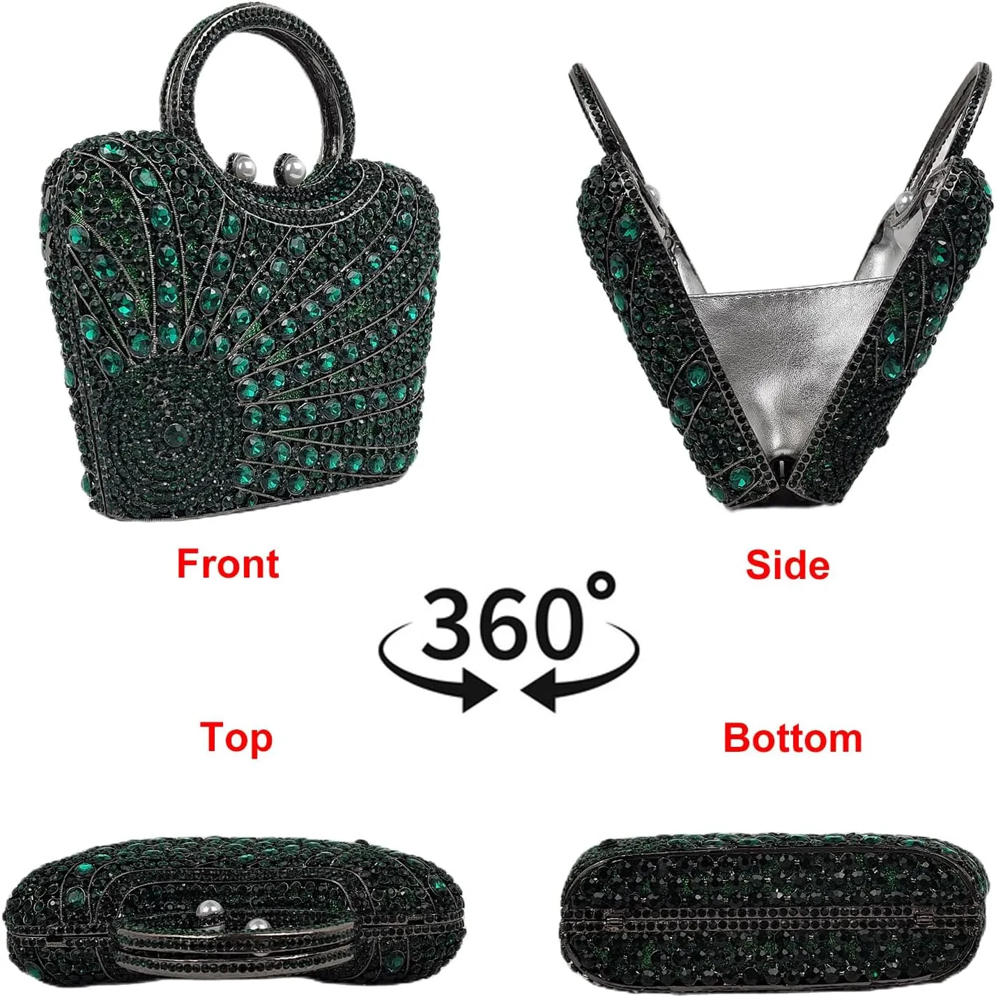 HUANG ZHUANG Elegant Crystal Basket Clutch Women Rhinestone Evening Bag Wedding Formal Party Banquet Purses Handbag