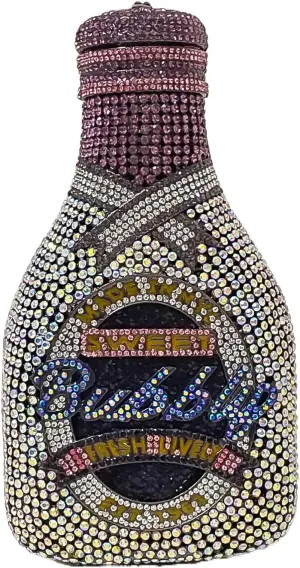 HUANG ZHUANG Women Champagne Bottle Evening Bag Rhinestone Clutch Purse Prom Sweet Crystal Handbag Party Cocktail