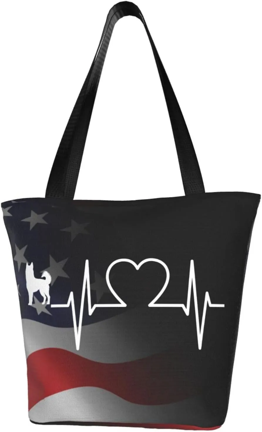 Husky Dog Heartbeat Fashion Shoulder Bag Large Capacity For Man Or Woman