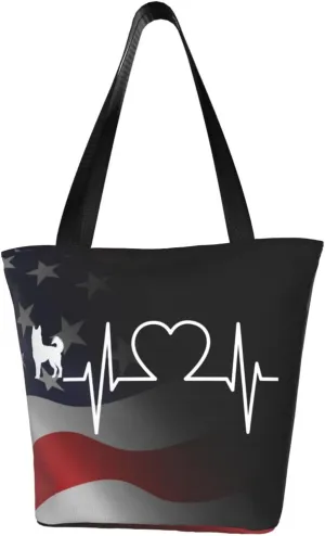 Husky Dog Heartbeat Fashion Shoulder Bag Large Capacity For Man Or Woman