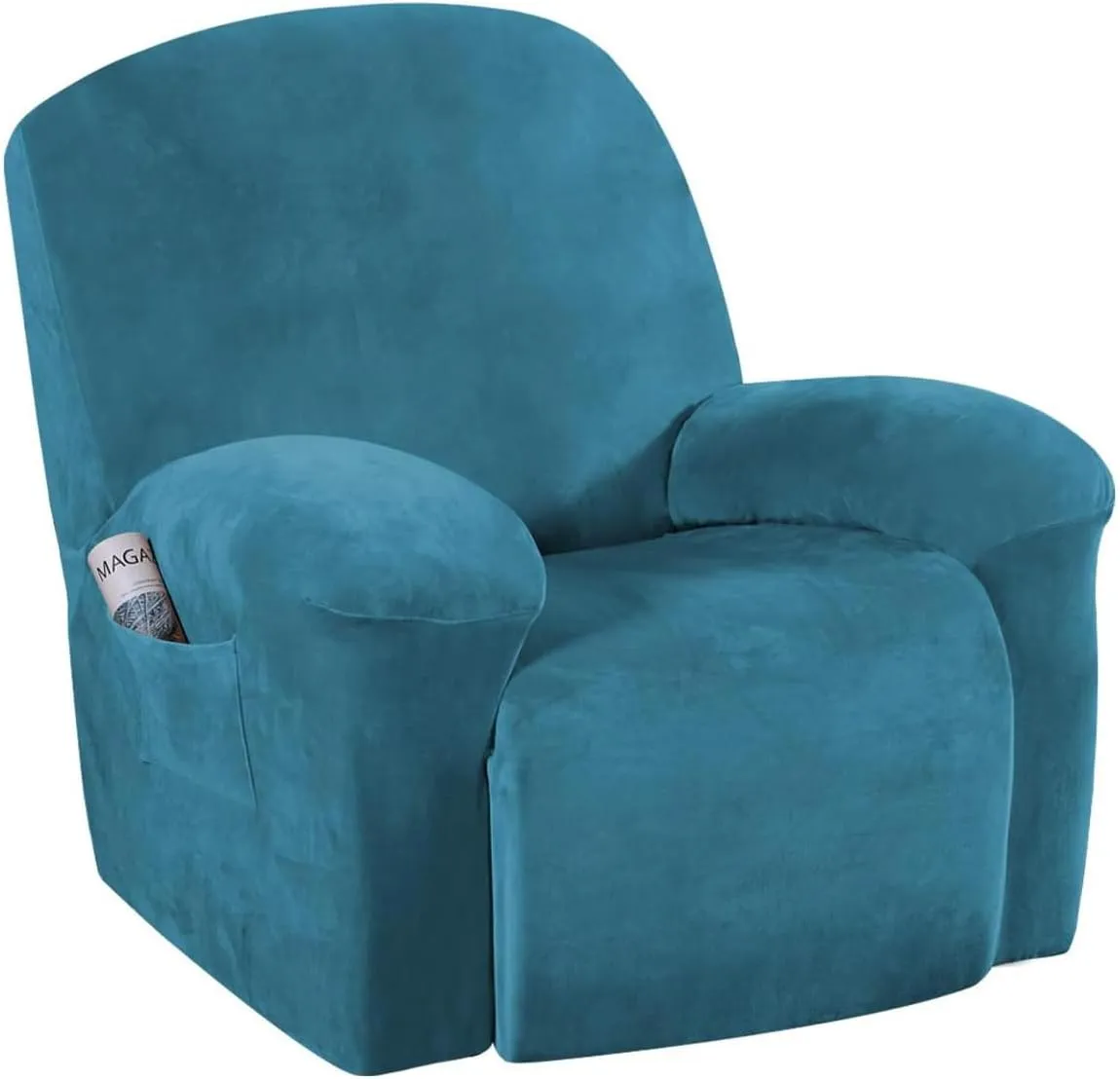 H.VERSAILTEX 1 Piece Recliner Cover Velvet Plush Recliner Slip Covers for Recliner Chair Recliner Slip Covers with Elastic Bottom Feature Thick Luxury and Soft Velvet Plush Fabric, Peacock Blue