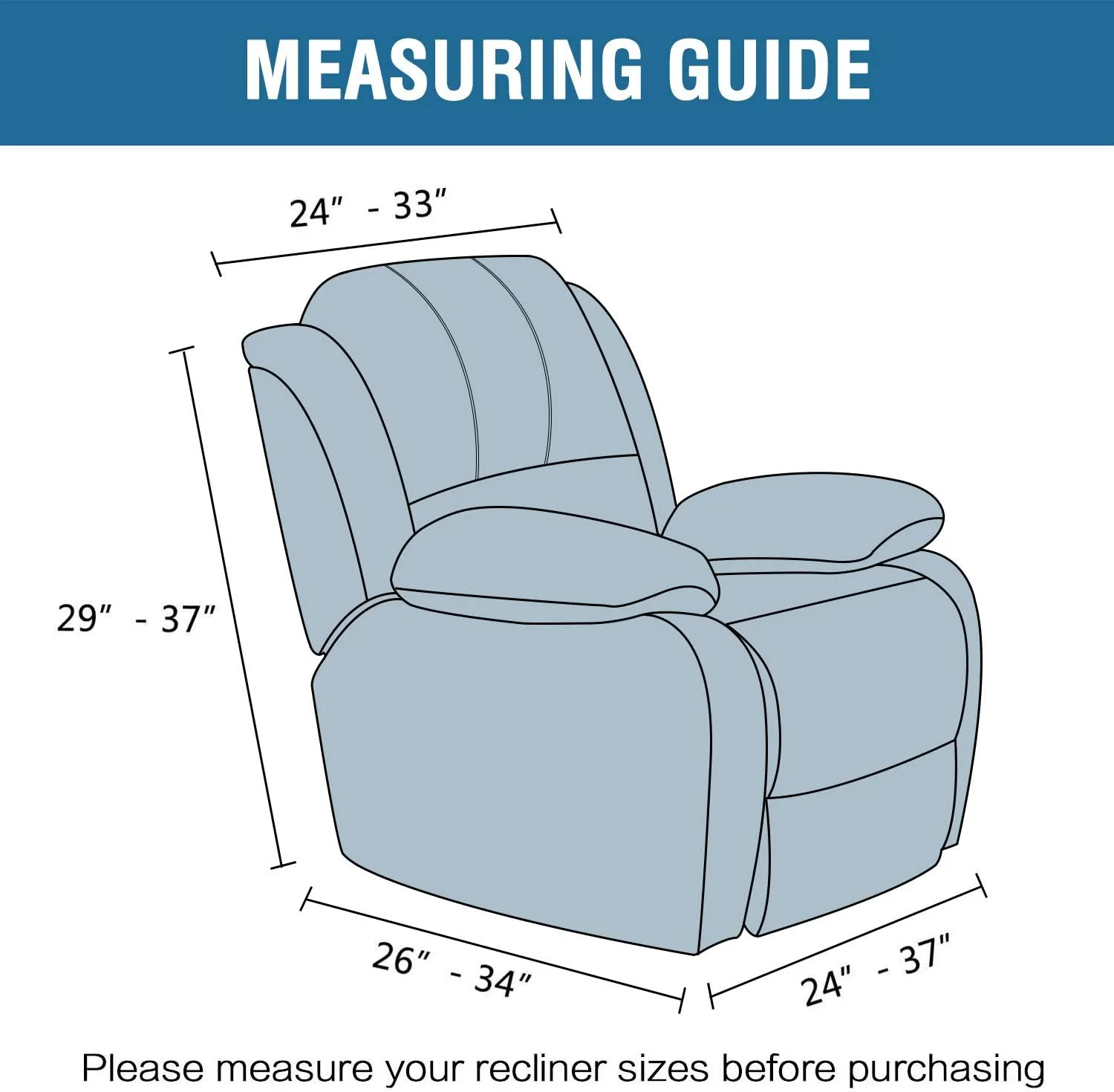 H.VERSAILTEX 1 Piece Recliner Cover Velvet Plush Recliner Slip Covers for Recliner Chair Recliner Slip Covers with Elastic Bottom Feature Thick Luxury and Soft Velvet Plush Fabric, Peacock Blue