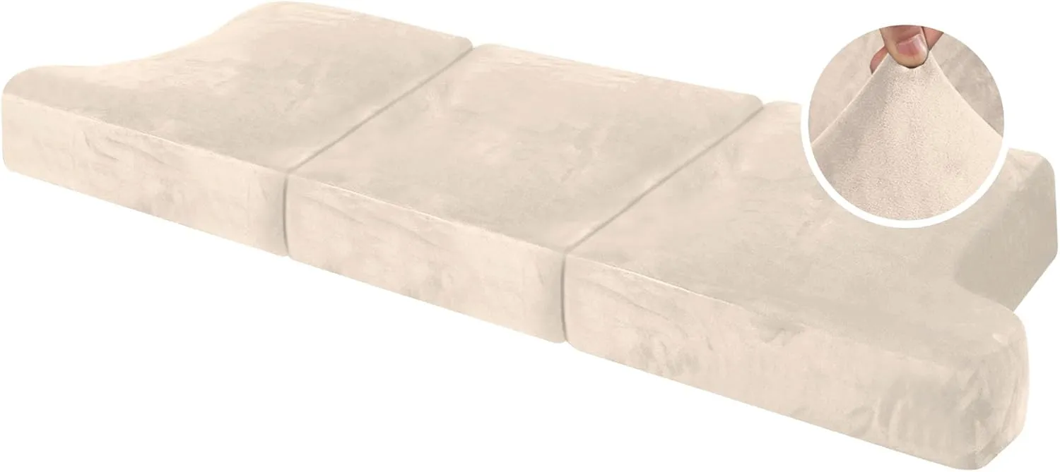 H.VERSAILTEX Stretch Velvet 3 Piece T Cushion Sofa Slipcovers Individually Covers for 3 Cushion Couch Seat Cushion Covers for Sofa Seat Cushion Covers Stay in Place(Sofa, Ivory)