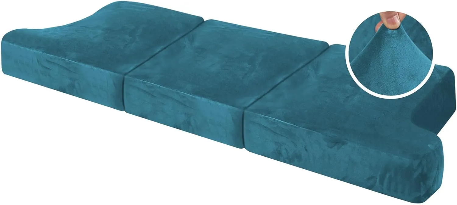 H.VERSAILTEX Stretch Velvet 3 Piece T Cushion Sofa Slipcovers - Individually Fitting Cushion Covers for 3 Cushion Couch - Deep Teal