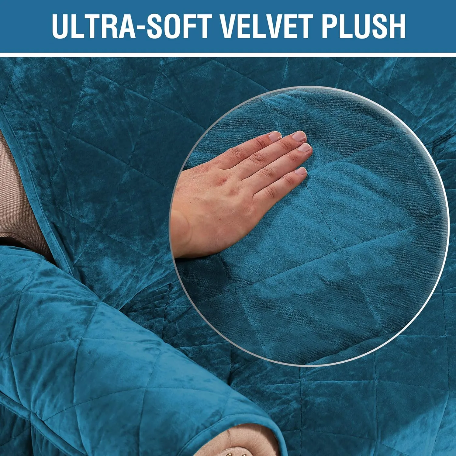 H.VERSAILTEX Thick Velvet Recliner Covers for Recliner Chair Covers Reclining Chair Slipcover Recliner Couch Cover with Non Slip Backing and Wider Elastic Strap (Oversaized Recliner, Peacock Blue)
