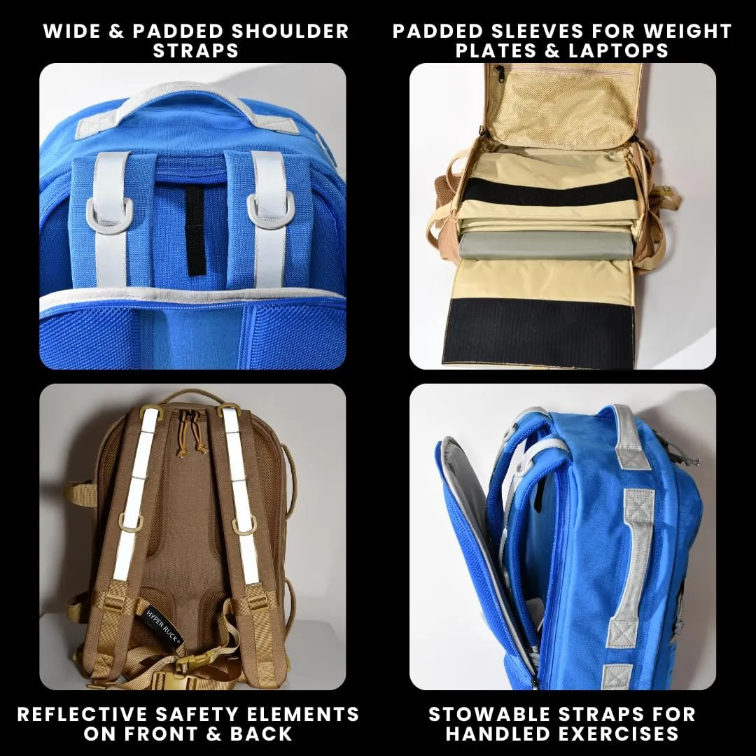HYPERWEAR Hyper Ruck, 20L Rucking Backpack with 3 Rucking Weight Plate/Laptop Sleeves