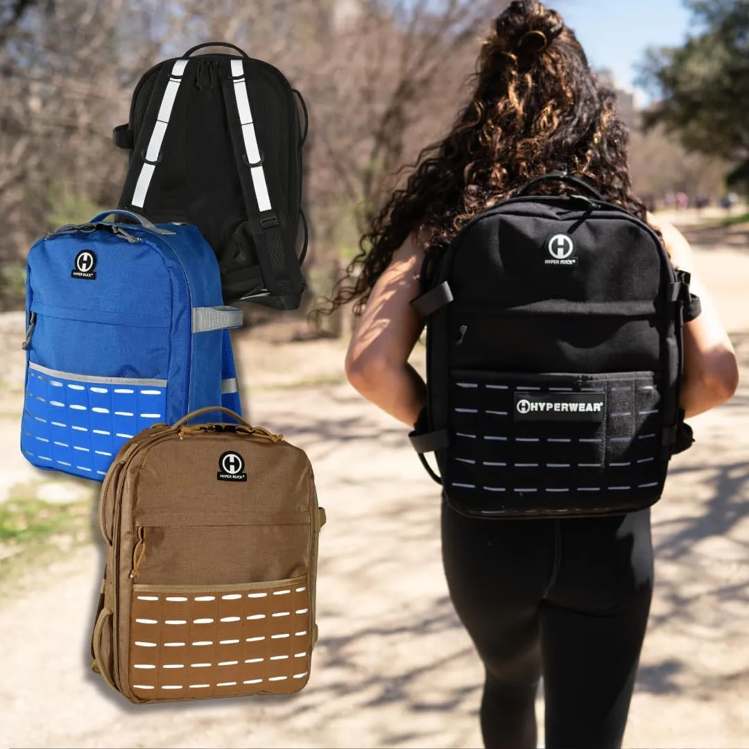 HYPERWEAR Hyper Ruck, 20L Rucking Backpack with 3 Rucking Weight Plate/Laptop Sleeves