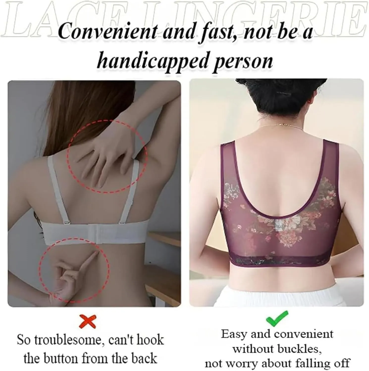 Ice Silk Lace Cooling Comfort Bra, Foxy Seniors Lacy Bra, Miracharm Bras, Miracharm Ice Silk Cooling Bras-Black Skin||L