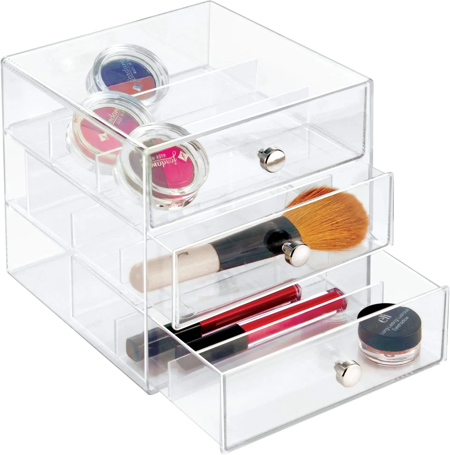 iDesign Plastic Divided 3-Drawer Vanity & Countertop Organizer – 7" x 6.5" x 6.5”, Clear