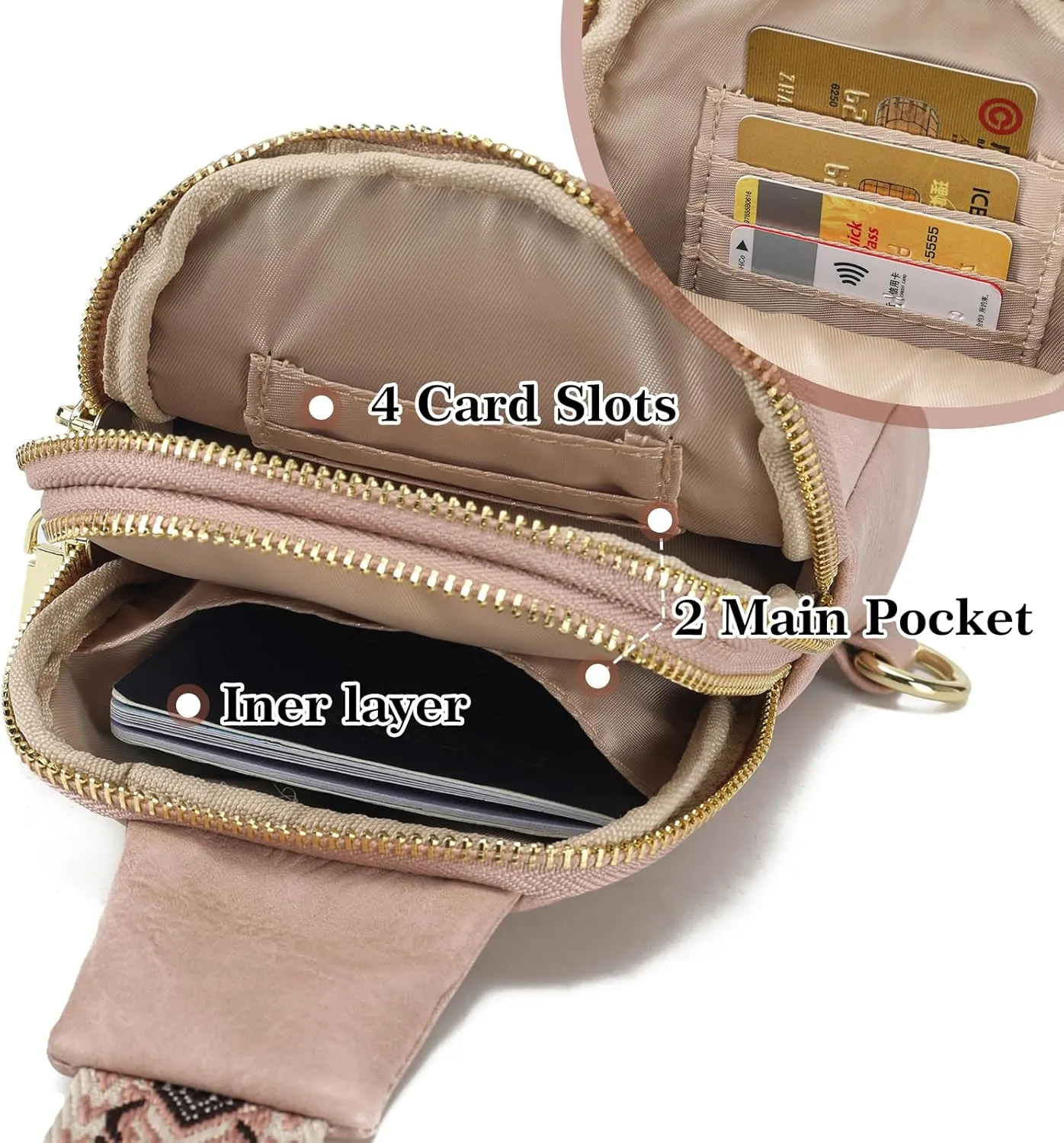 INICAT Small Crossbody Sling Bags for Women Vegan Leather Cell Phone Purse Fanny Packs for Women Men