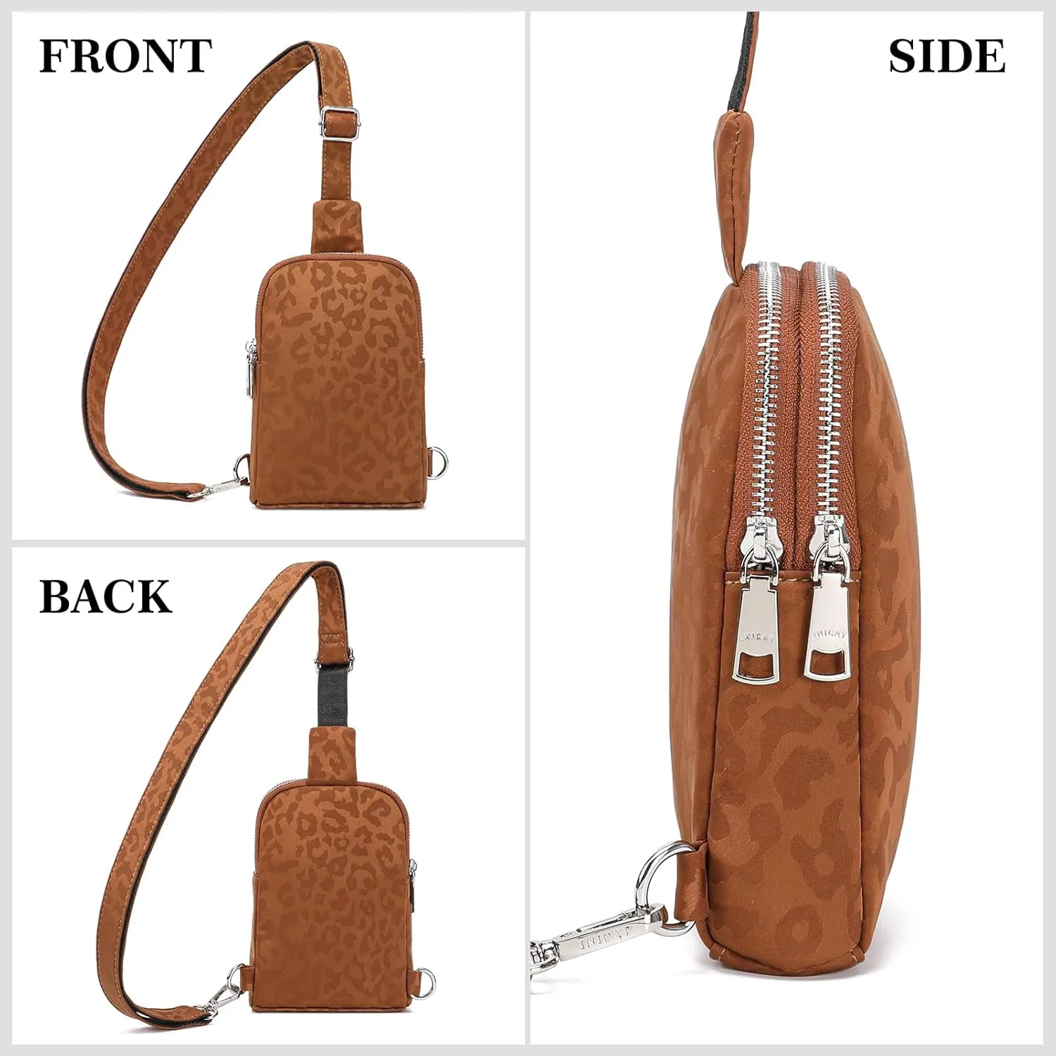 INICAT Small Crossbody Sling Bags for Women Vegan Leather Cell Phone Purse Fanny Packs for Women Men