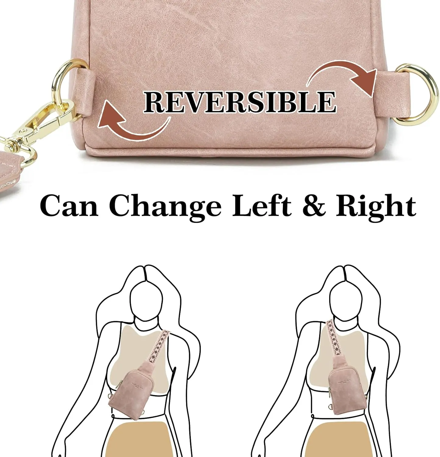 INICAT Small Crossbody Sling Bags for Women Vegan Leather Cell Phone Purse Fanny Packs for Women Men