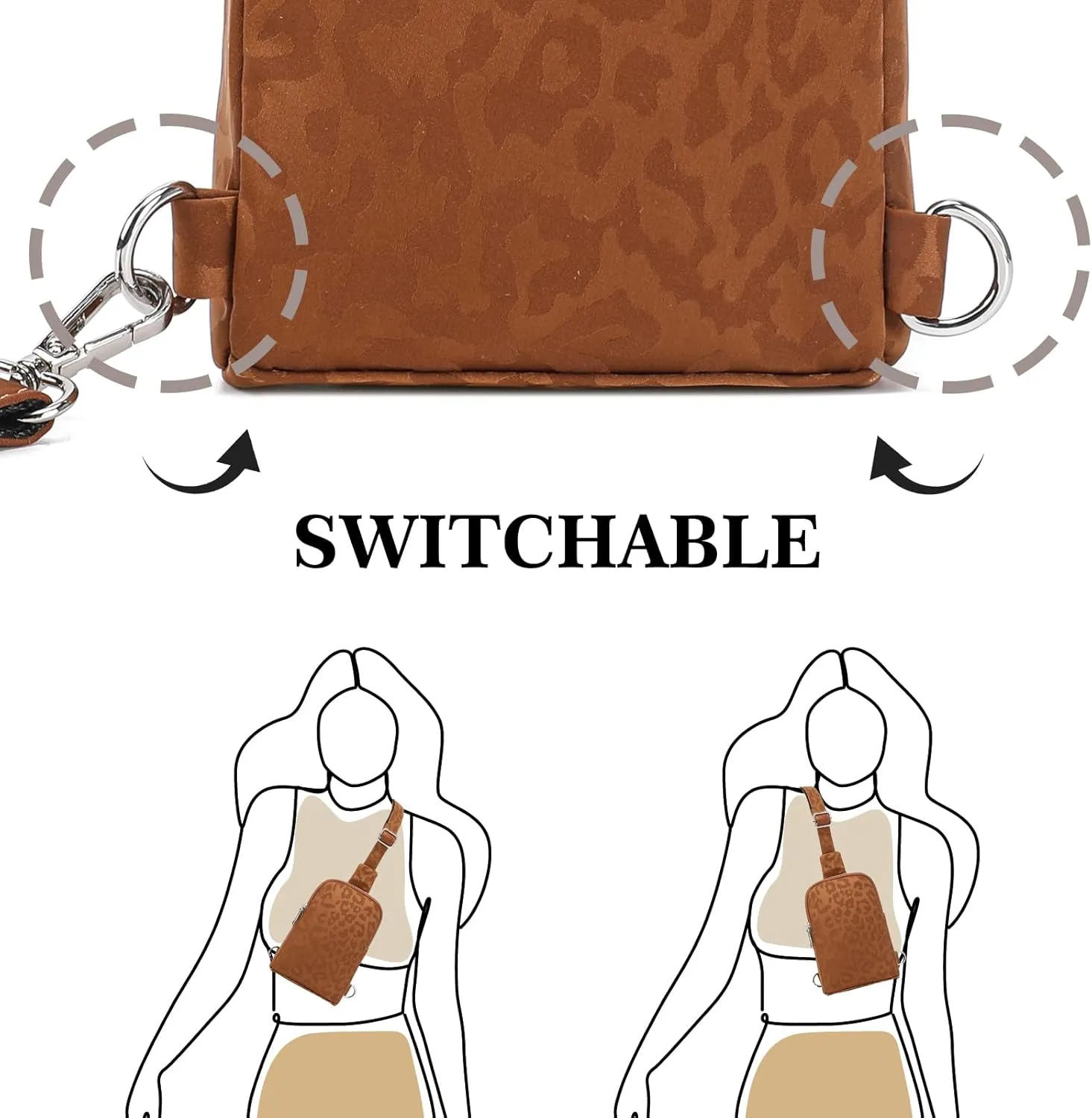 INICAT Small Crossbody Sling Bags for Women Vegan Leather Cell Phone Purse Fanny Packs for Women Men