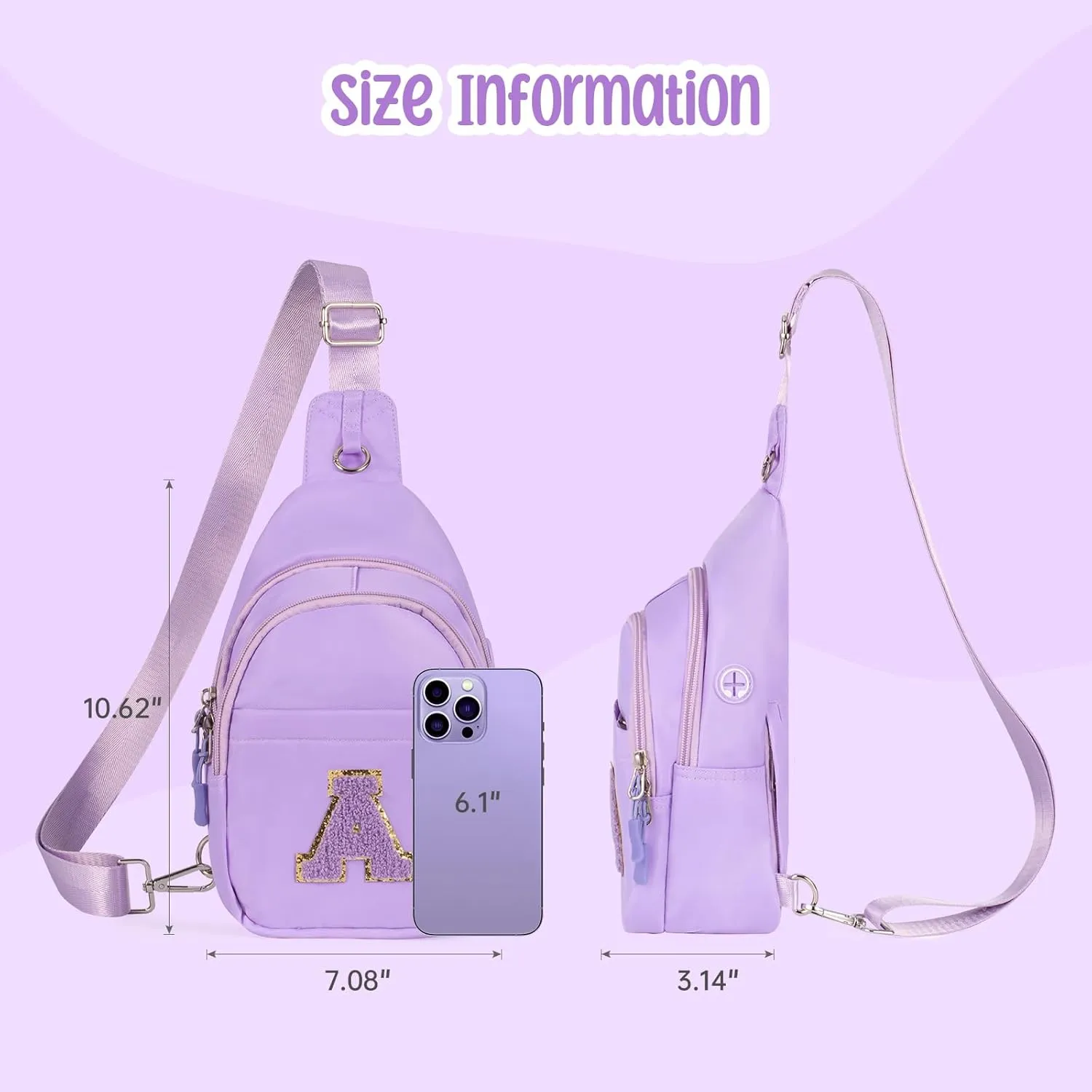 Initial Fanny Pack for Teen Girls Cute Crossbody Bag Sling Purse Personalized Gift for Tween Girl Kids 6-14 Years Old