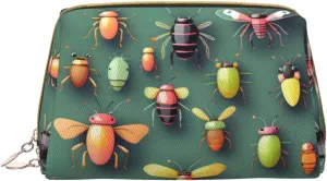 Insect Atlas Leather Portable Large Makeup Bag, Pvc Leather, Zipper Closure,Toiletry Bag Travel Bag, Travel Storage Bag