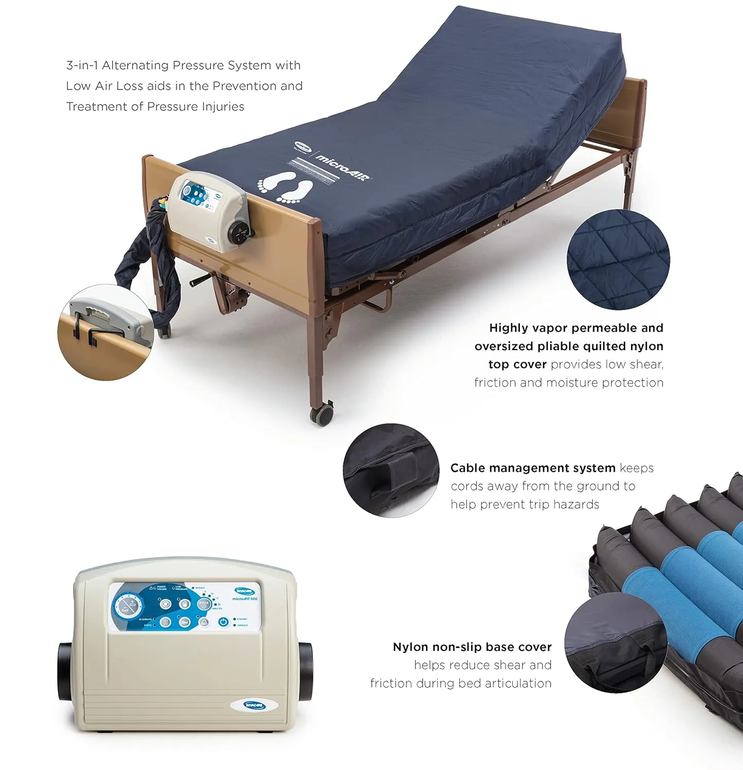 Invacare microAIR Advanced Alternating Pressure Mattress System, 500 lb. Weight Capacity, MA600