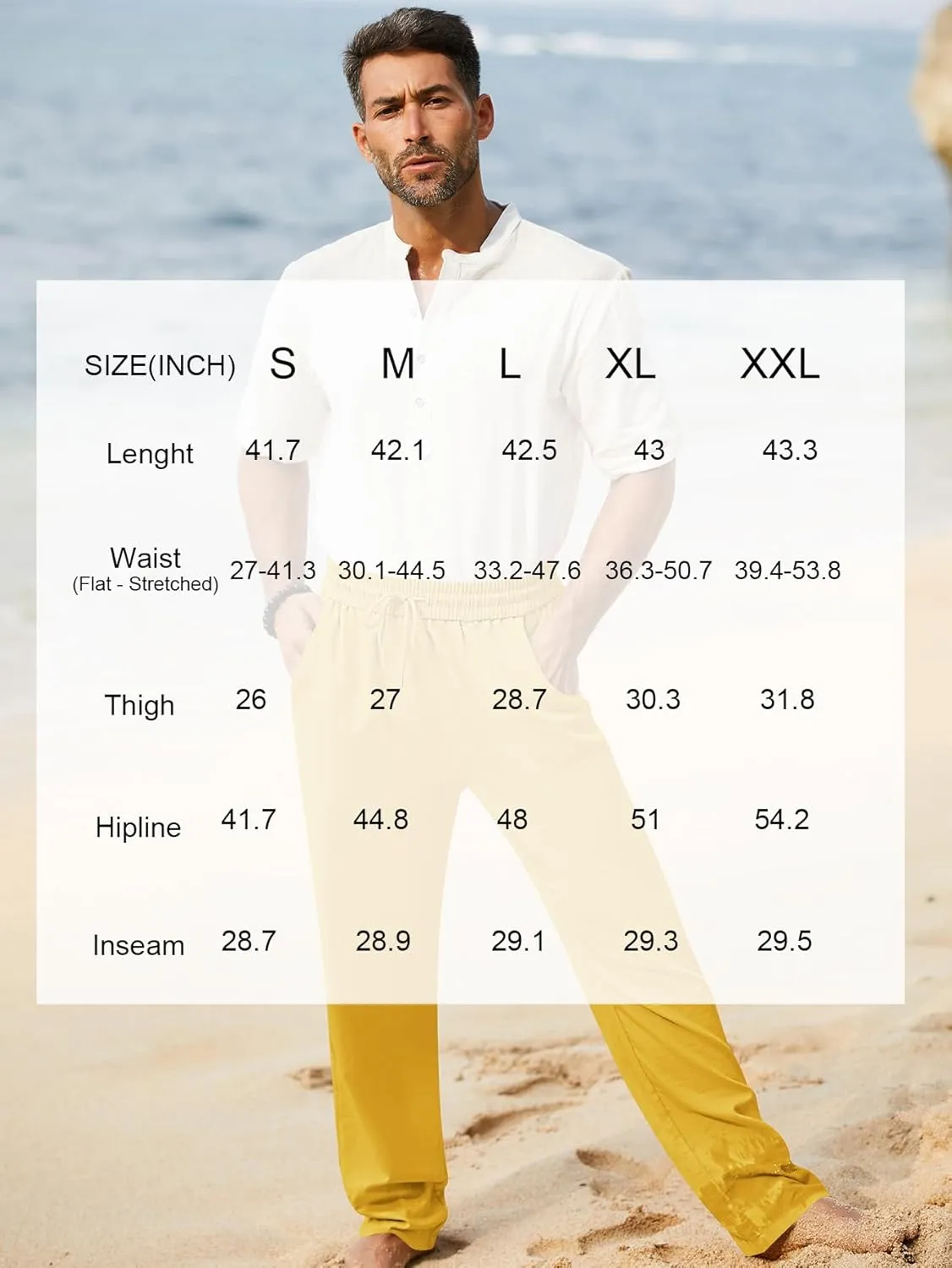 iWoo Linen Pants Men Casual 2025 Summer Beach Elastic Drawstring Waist Yoga Pants Travel Baggy Work Pant Pajama