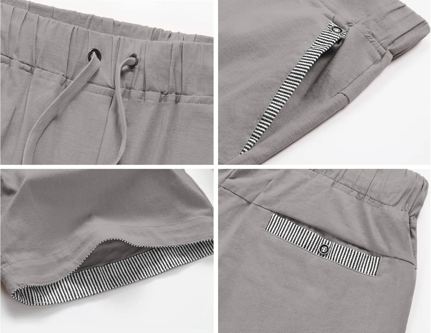 Janmid Men's Linen Casual Short Drawstring Summer Beach Shorts