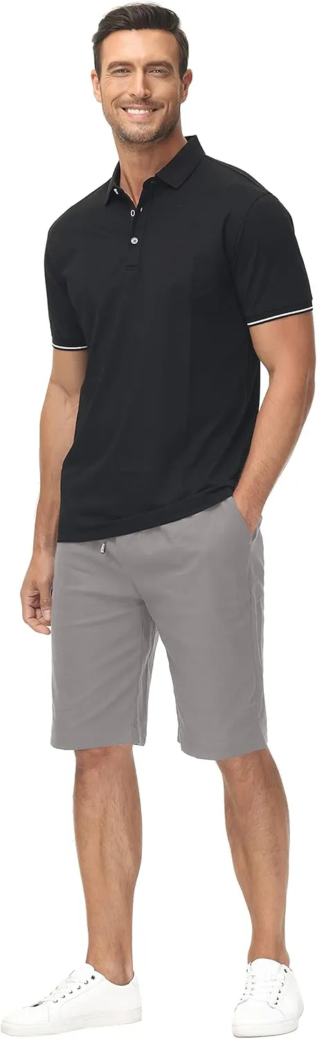 Janmid Men's Linen Casual Short Drawstring Summer Beach Shorts