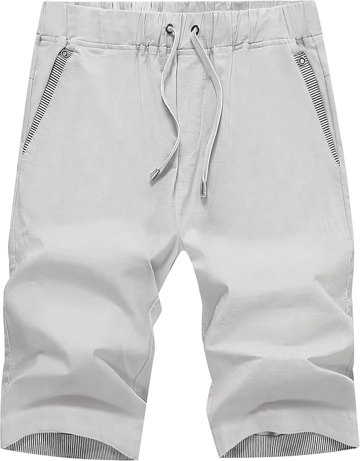 Janmid Men's Linen Casual Short Drawstring Summer Beach Shorts