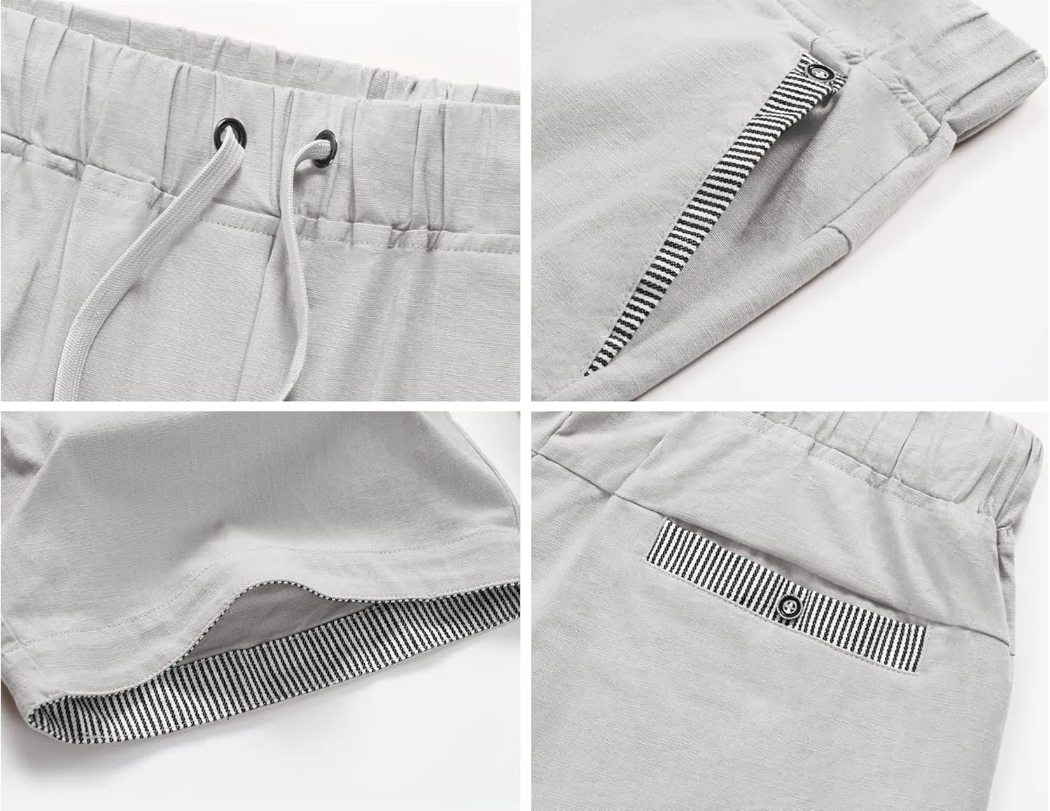Janmid Men's Linen Casual Short Drawstring Summer Beach Shorts