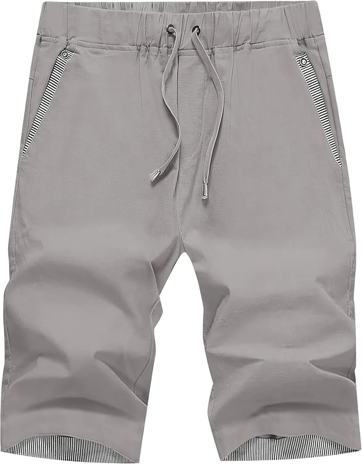 Janmid Men's Linen Casual Short Drawstring Summer Beach Shorts