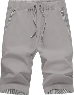 Janmid Men's Linen Casual Short Drawstring Summer Beach Shorts