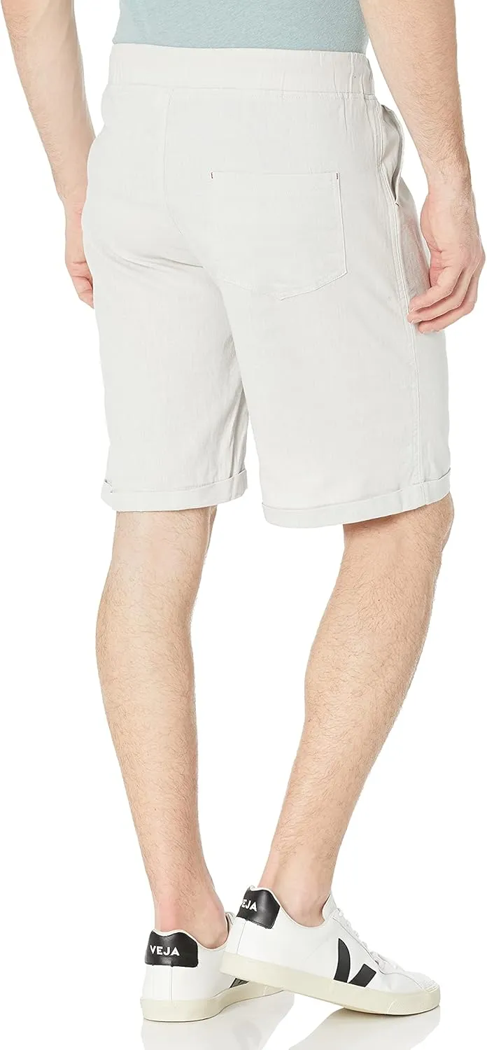 Janmid Men's Linen Shorts Casual Drawstring Summer Beach Shorts for Men