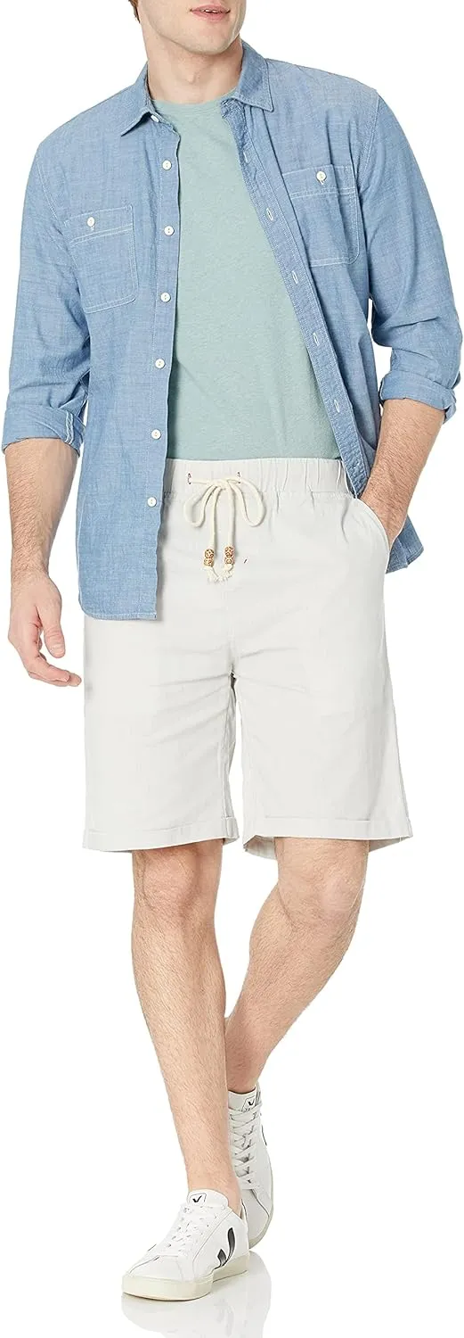 Janmid Men's Linen Shorts Casual Drawstring Summer Beach Shorts for Men