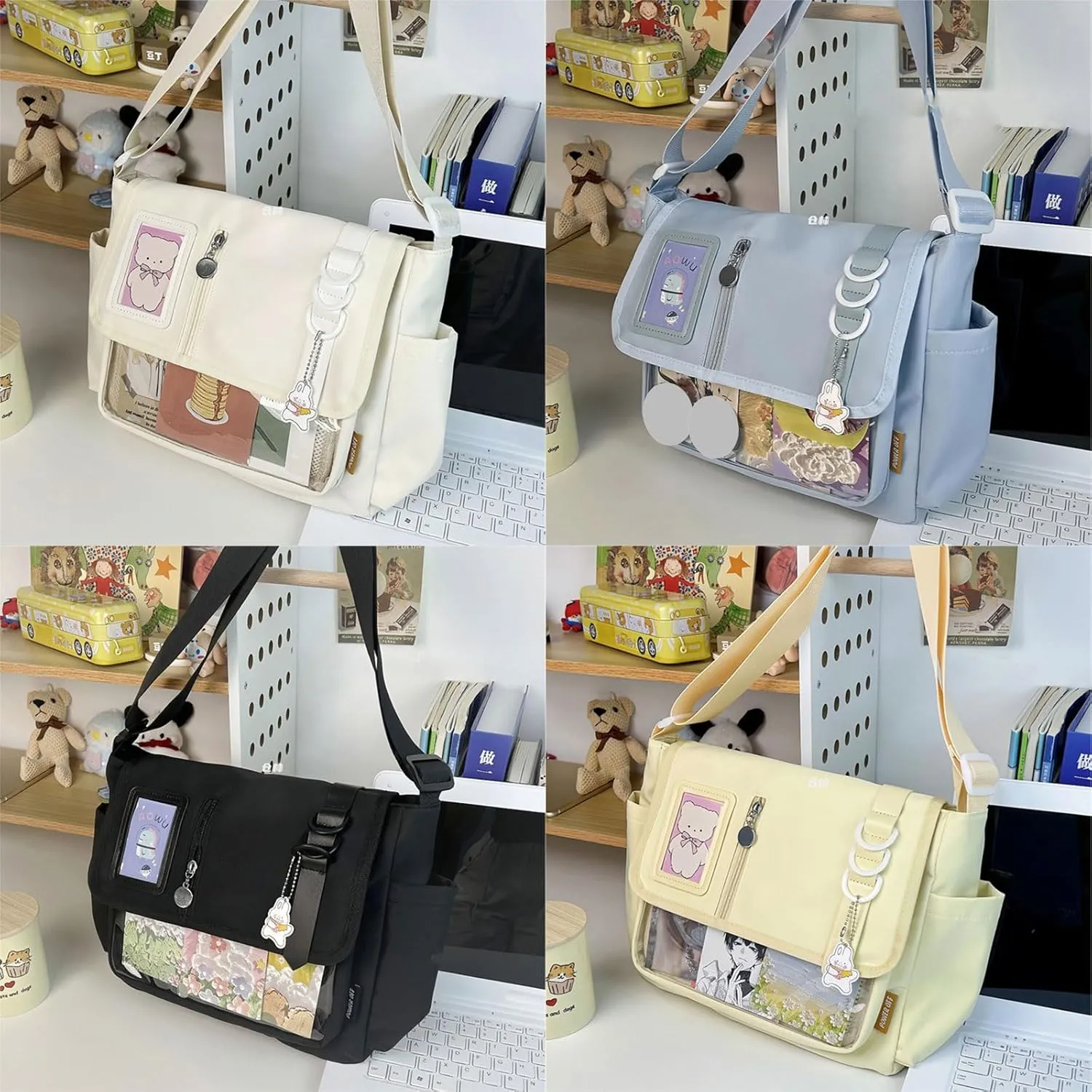 Japanese Styles Nylon Crossbody Bag for Anime Enthusiasts and Students Large Capacity Shoulder Bags for Everyday Use