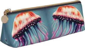 Jellyfish print Triangle Box Multi functional Makeup Bag, Office Travel and Daily Stationery Storage