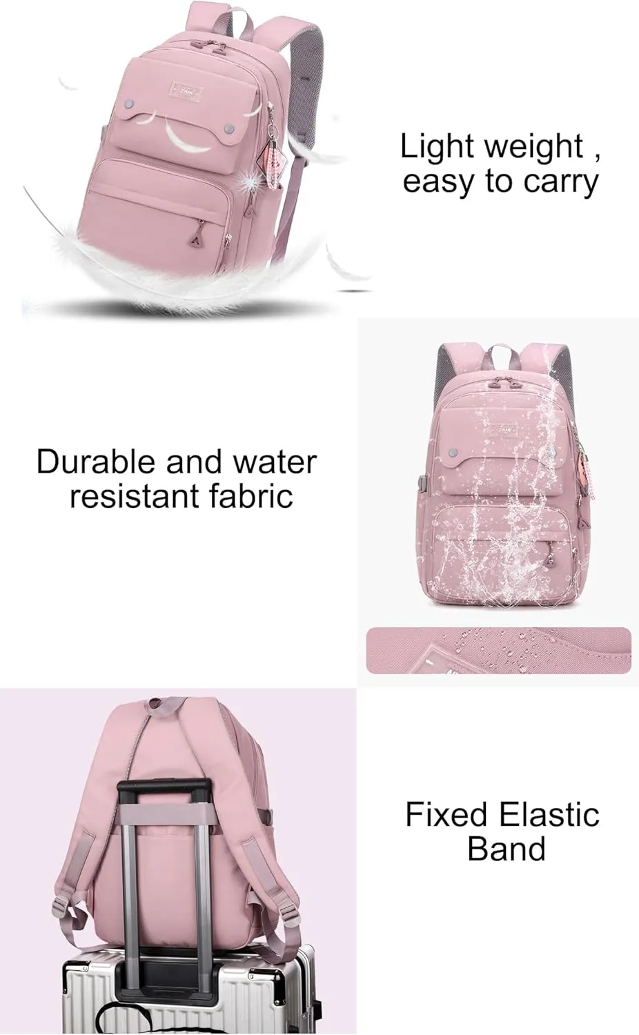 JiaYou Teen Girls Casual Backpack High Middle School Daypack Women Daily Travel Laptop Bag (1# Purple, 26 Liters)