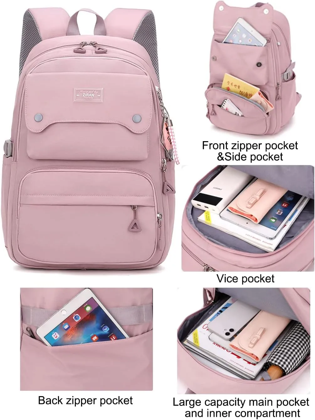 JiaYou Teen Girls Casual Backpack High Middle School Daypack Women Daily Travel Laptop Bag (1# Purple, 26 Liters)