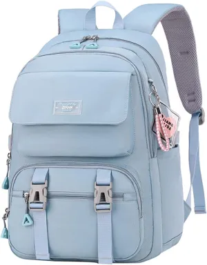 JiaYou Teen Girls Casual Backpack High Middle School Daypack Women Daily Travel Laptop Bag (2# Blue, 26 Liters)
