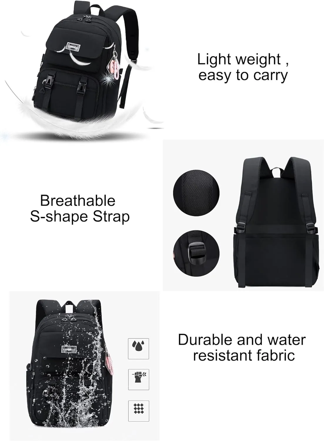 JiaYou Teen Girls Casual Backpack High Middle School Daypack Women Daily Travel Laptop Bag (2# Blue, 26 Liters)
