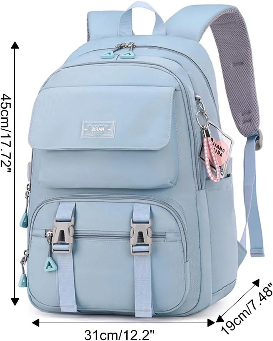 JiaYou Teen Girls Casual Backpack High Middle School Daypack Women Daily Travel Laptop Bag (2# Blue, 26 Liters)