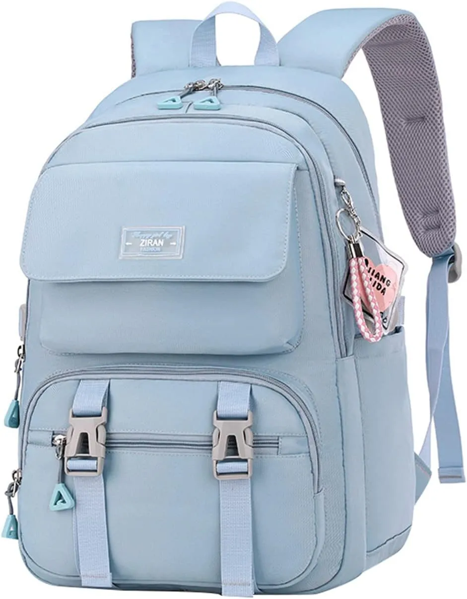 JiaYou Teen Girls Casual Backpack High Middle School Daypack Women Daily Travel Laptop Bag (2# Blue, 26 Liters)