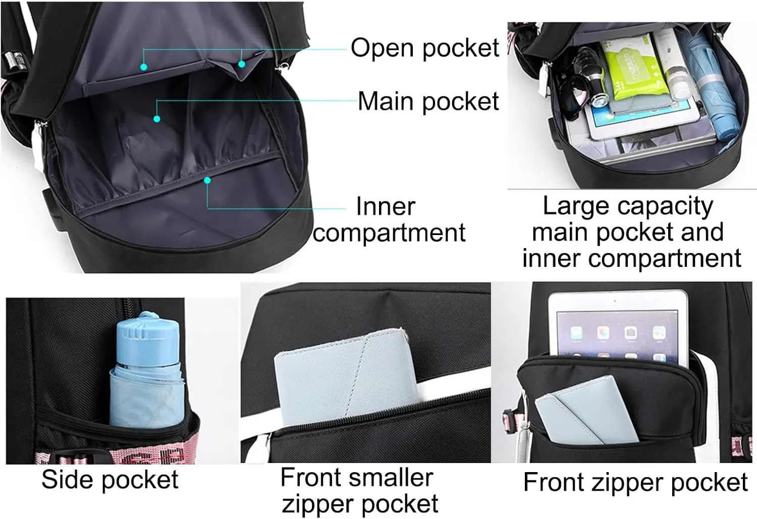 JiaYou Teen Girls Laptop Backpack Junior Middle School Daypack with USB Charge Port(Yellow,19 Liters)
