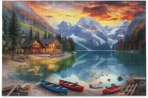 Jigsaw Puzzle 1000 Pieces for Adults Lake Mountains Sightseeing Wood Puzzles Educational Brain Toys 21215367