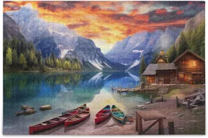 Jigsaw Puzzle 1000 Pieces for Adults Lake Mountains Sightseeing Wood Puzzles Educational Brain Toys 21215368