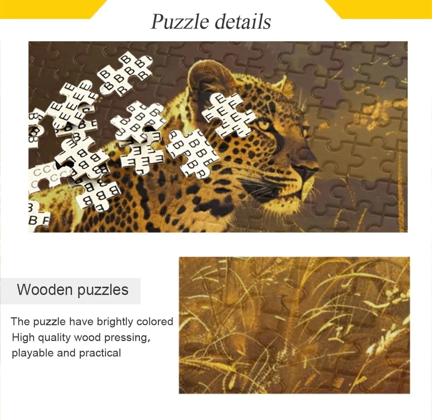 Jigsaw Puzzle for Adults 1000 Pieces, Leopard Nature Grassland Challenging Puzzle for Puzzles Lovers Jigsaw Puzzle for Party Entertainment, Family Games