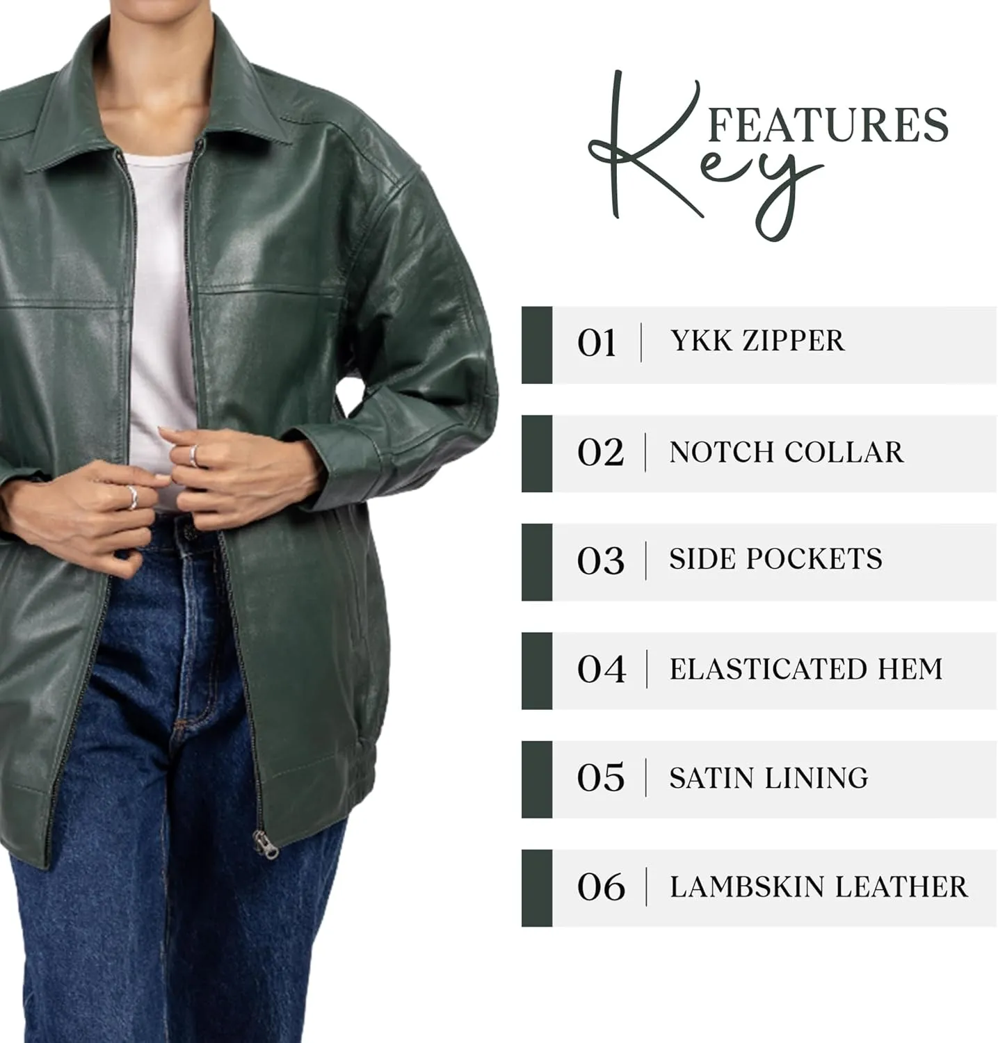 Jild Oversized Leather Jacket Women - Lambskin Leather Fall Jacket for Womens Fashion Plus Size Outfits