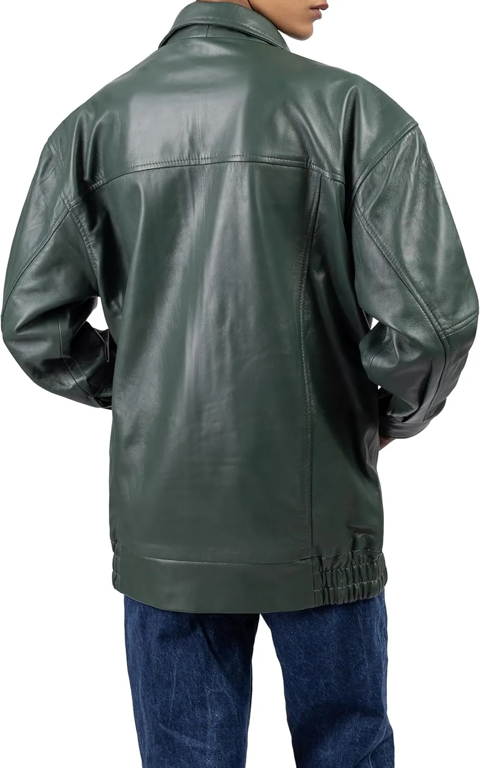 Jild Oversized Leather Jacket Women - Lambskin Leather Fall Jacket for Womens Fashion Plus Size Outfits