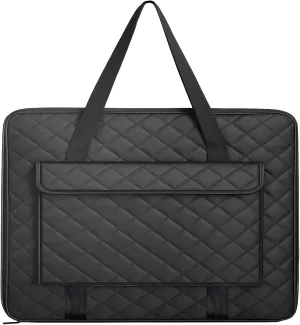 JJRING 24x36 Quilting Portfolio Bag, Lightweight Black Art Canvas Portfolio Case, Portable Storage Case for Posters, Artwork, Drawing and Sketching Boards