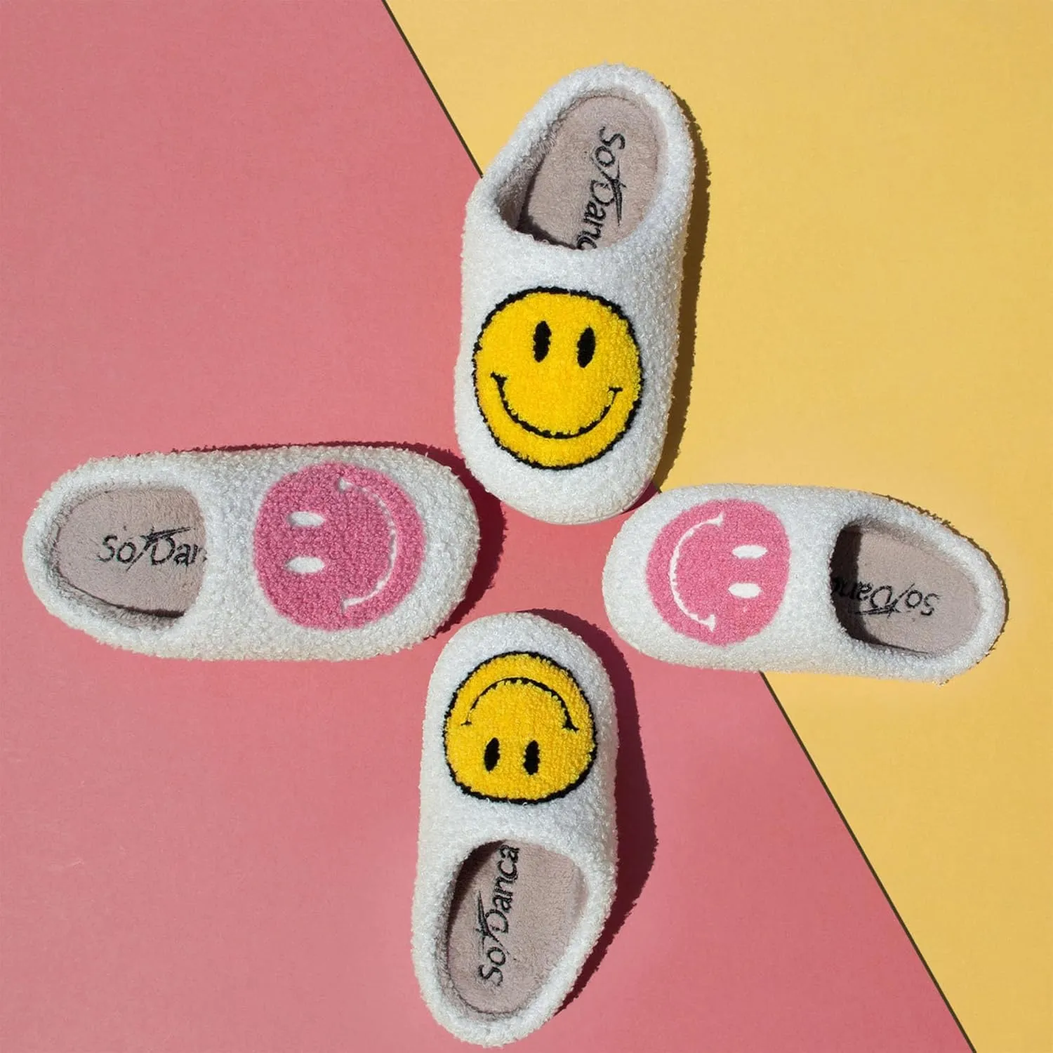 Joyful Soles - Happy Face Plush Slippers | Ultra-Soft Comfort for All Ages & Genders | Stylish & Versatile for Home or Fashion - BT50