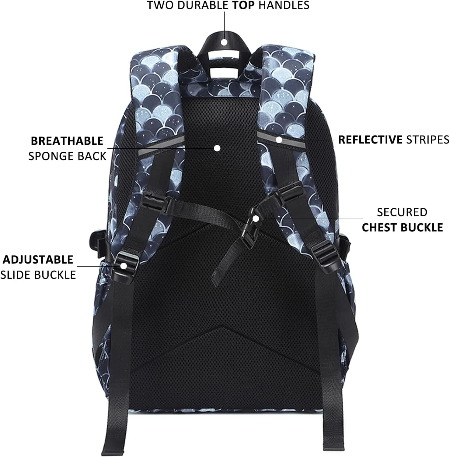Joyfulife Mermaid Backpack for Girls Backpack with Lunch Box Kids Backpack Elementary Bookbags Primary Middle School Bags for Teens 3 in 1 School Backpack Set