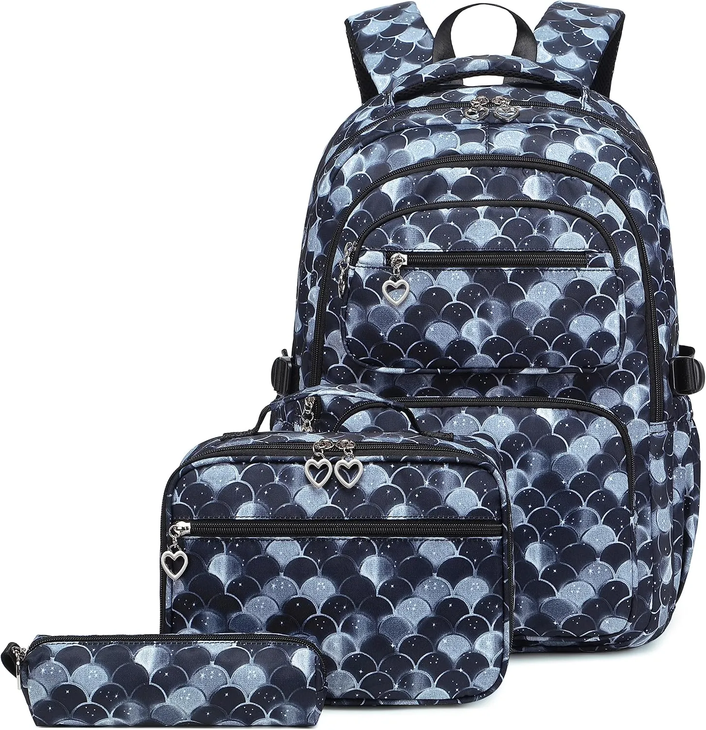 Joyfulife Mermaid Backpack for Girls Backpack with Lunch Box Kids Backpack Elementary Bookbags Primary Middle School Bags for Teens 3 in 1 School Backpack Set