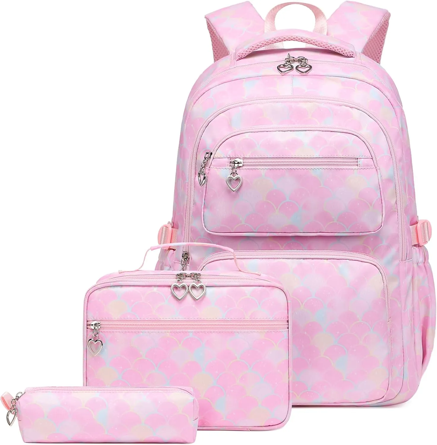 Joyfulife Mermaid Backpack for Girls Backpack with Lunch Box Kids Backpack Elementary Bookbags Primary Middle School Bags for Teens 3 in 1 School Backpack Set