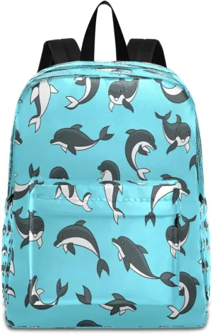 JSTEL Dolphin School Backpack for Kid 5-19 yrs,Dolphin Backpack Childen School Bag Polyester Bookbag