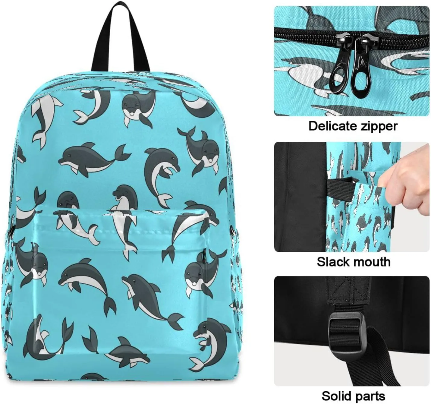 JSTEL Dolphin School Backpack for Kid 5-19 yrs,Dolphin Backpack Childen School Bag Polyester Bookbag
